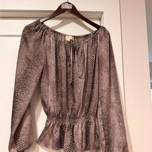 MICHAEL Michael Kors Snake Print Off-Shoulder Blouse